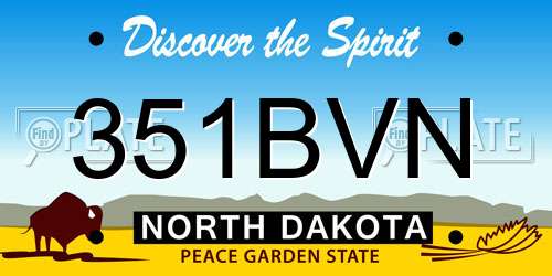 351BVN North Dakota License Plate