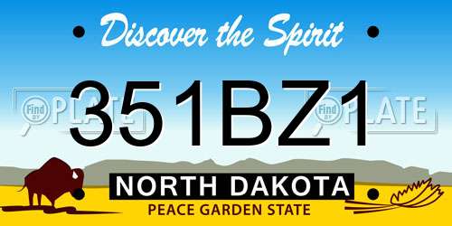 351BZ1 North Dakota License Plate