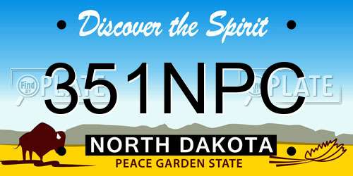 351NPC North Dakota License Plate