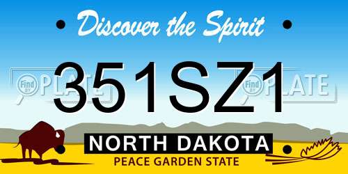 351SZ1 North Dakota License Plate
