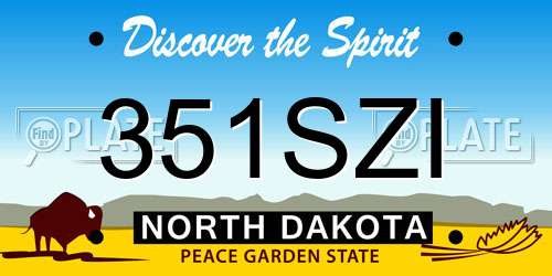 351SZI North Dakota License Plate