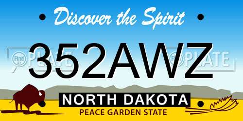 352AWZ North Dakota License Plate