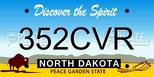 352CVR North Dakota License Plate