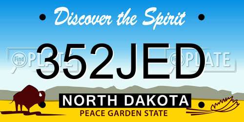 352JED North Dakota License Plate