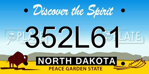 352L61 North Dakota License Plate
