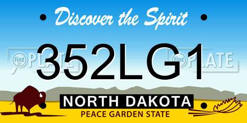 352LG1 North Dakota License Plate