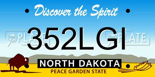 352LGI North Dakota License Plate