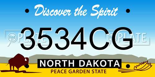 3534CG North Dakota License Plate