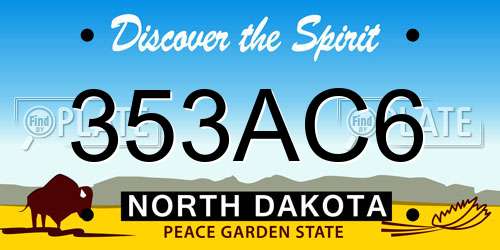 353AC6 North Dakota License Plate