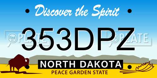 353DPZ North Dakota License Plate