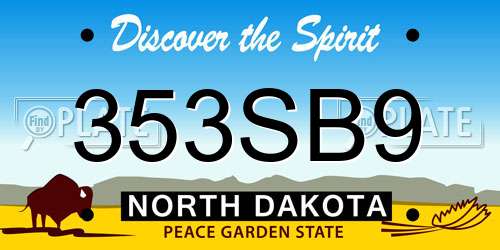 353SB9 North Dakota License Plate