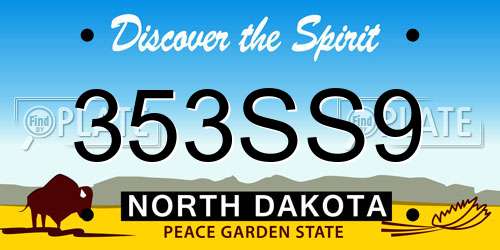 353SS9 North Dakota License Plate