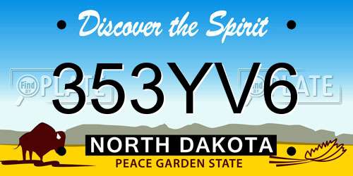 353YV6 North Dakota License Plate
