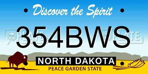 354BWS North Dakota License Plate