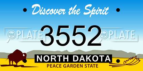3552 North Dakota License Plate