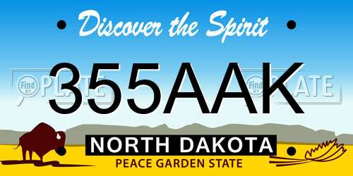 355AAK North Dakota License Plate