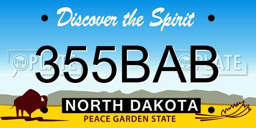 355BAB North Dakota License Plate
