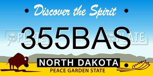 355BAS North Dakota License Plate