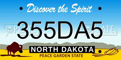355DA5 North Dakota License Plate