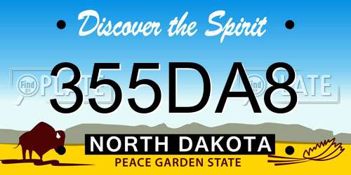 355DA8 North Dakota License Plate
