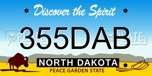355DAB North Dakota License Plate