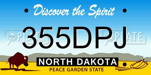 355DPJ North Dakota License Plate