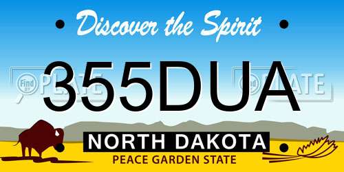 355DUA North Dakota License Plate