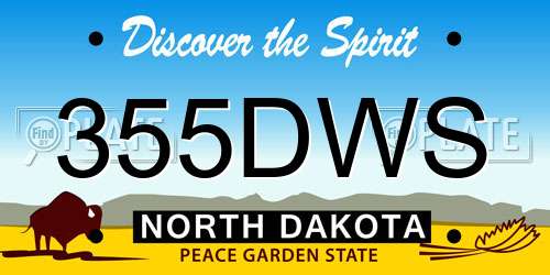 355DWS North Dakota License Plate