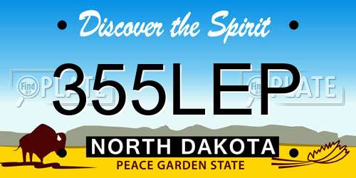 355LEP North Dakota License Plate