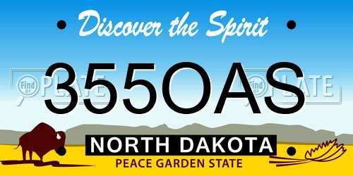 355OAS North Dakota License Plate