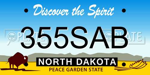 355SAB North Dakota License Plate