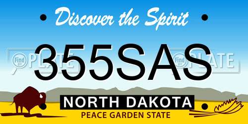 355SAS North Dakota License Plate