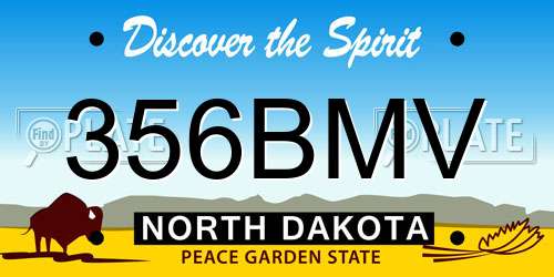 356BMV North Dakota License Plate