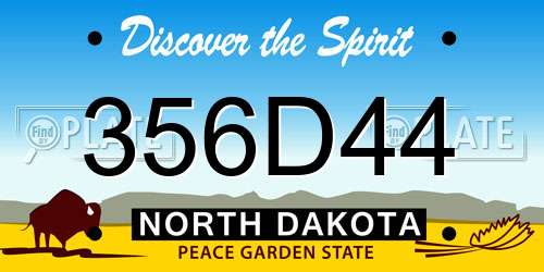 356D44 North Dakota License Plate