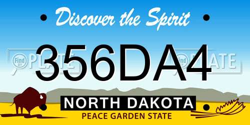 356DA4 North Dakota License Plate