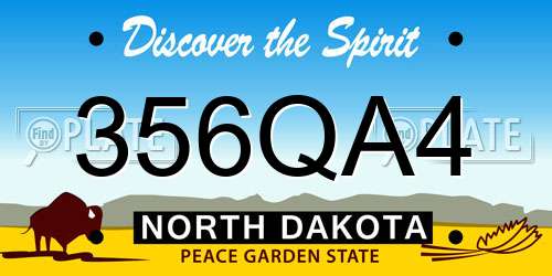 356QA4 North Dakota License Plate