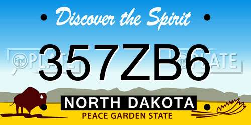 357ZB6 North Dakota License Plate