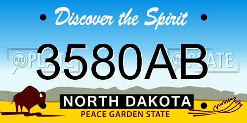 3580AB North Dakota License Plate