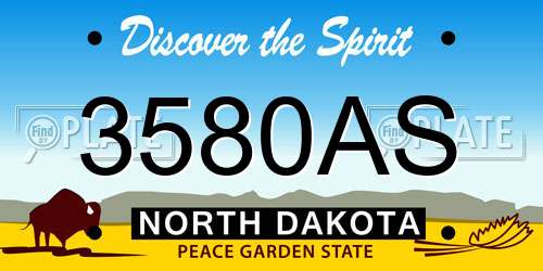 3580AS North Dakota License Plate
