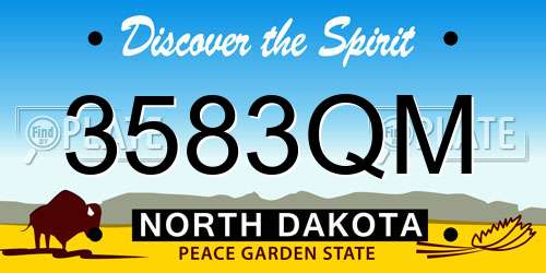3583QM North Dakota License Plate