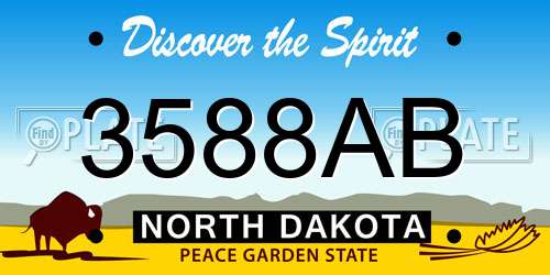 3588AB North Dakota License Plate