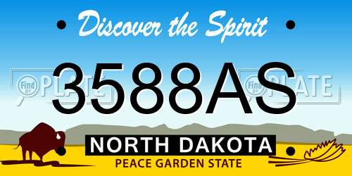 3588AS North Dakota License Plate