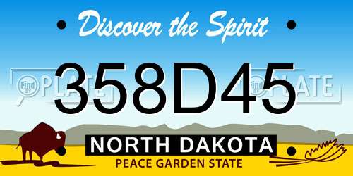 358D45 North Dakota License Plate