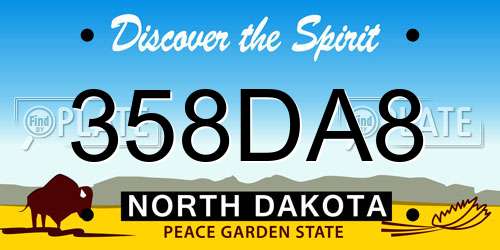 358DA8 North Dakota License Plate
