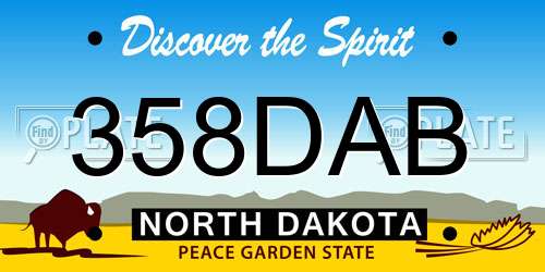 358DAB North Dakota License Plate