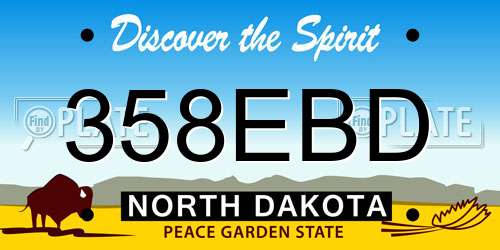 358EBD North Dakota License Plate