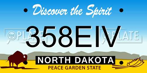 358EIV North Dakota License Plate
