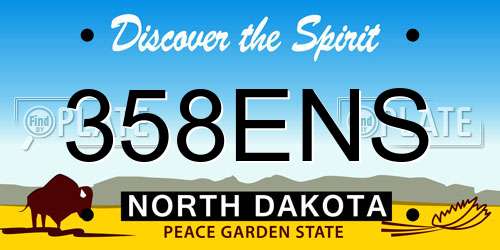 358ENS North Dakota License Plate