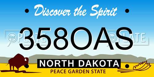 358OAS North Dakota License Plate