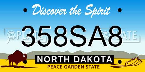 358SA8 North Dakota License Plate